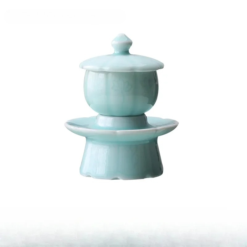 Celadon Ceramic Cup - Celadon met heiligwaterbeker, keramische Boeddha-waterbeker, Boeddhistische