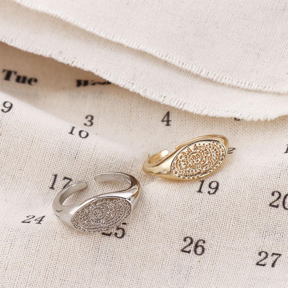Korean Daily Lifestyle - Minimalistische Zon Maan Patroon Ring Koreaanse