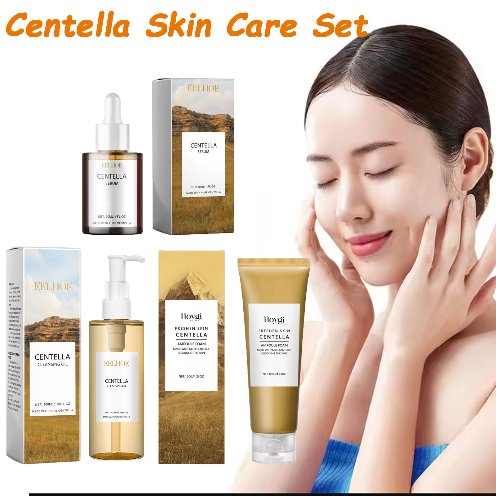 Korean Skincare Routine - Centella Huidverzorgingsset Centella Serum Gezichtswas Reinigingsolie