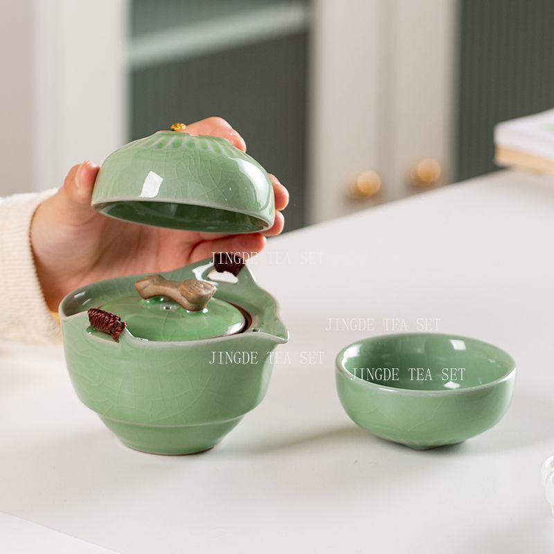 Celadon Ceramic Cup - Celadon Crackle Glaze Reistheeservies 1 Theepot