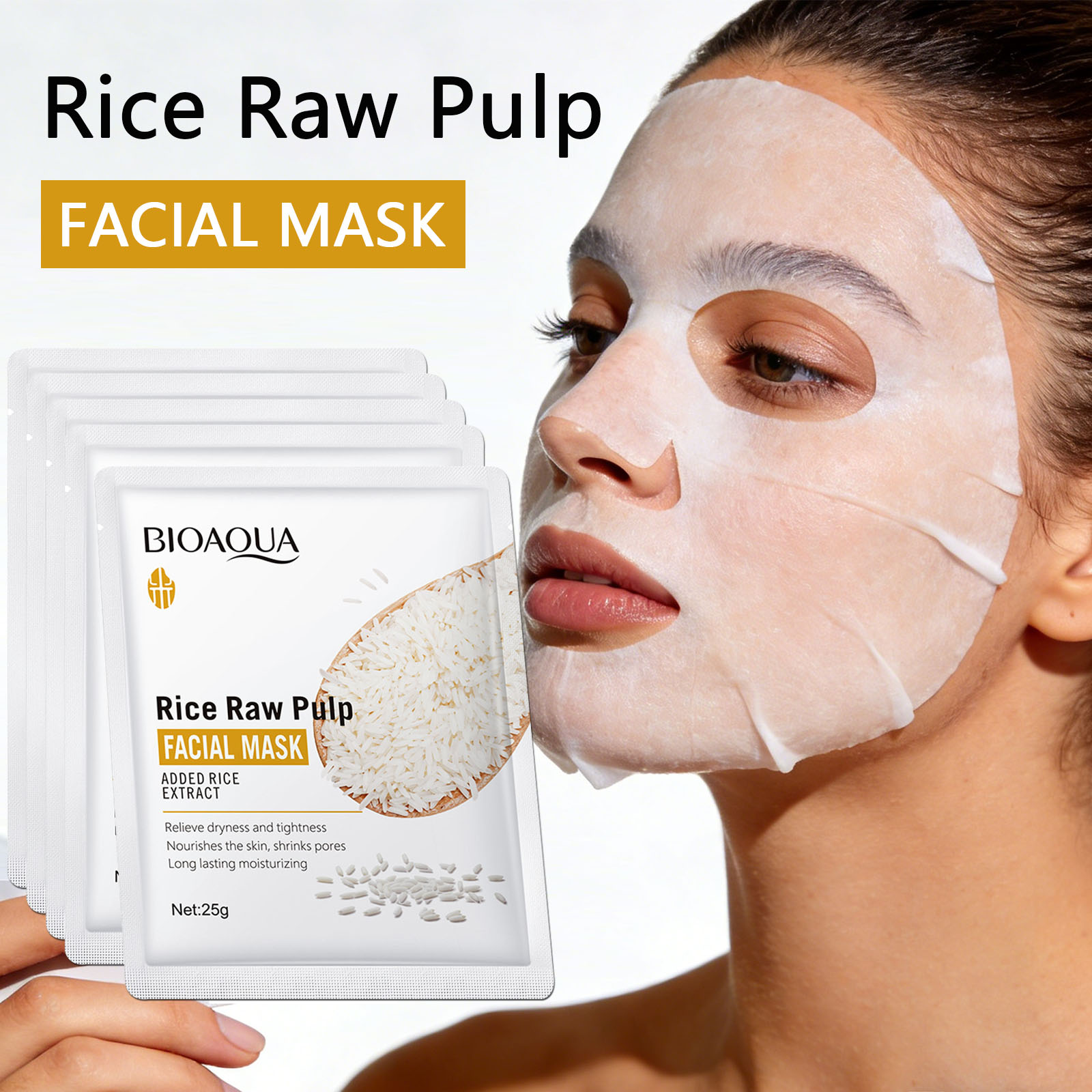 Korean Skincare Routine - 1/5/10/20 Stuks Rijst Ruwe Pulp Gezichtsmaskers