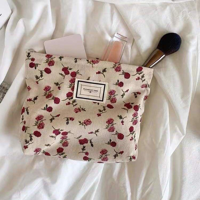 Corduroy Bloem Cosmetische Tas - Korean Skincare Routine recensie en prijs