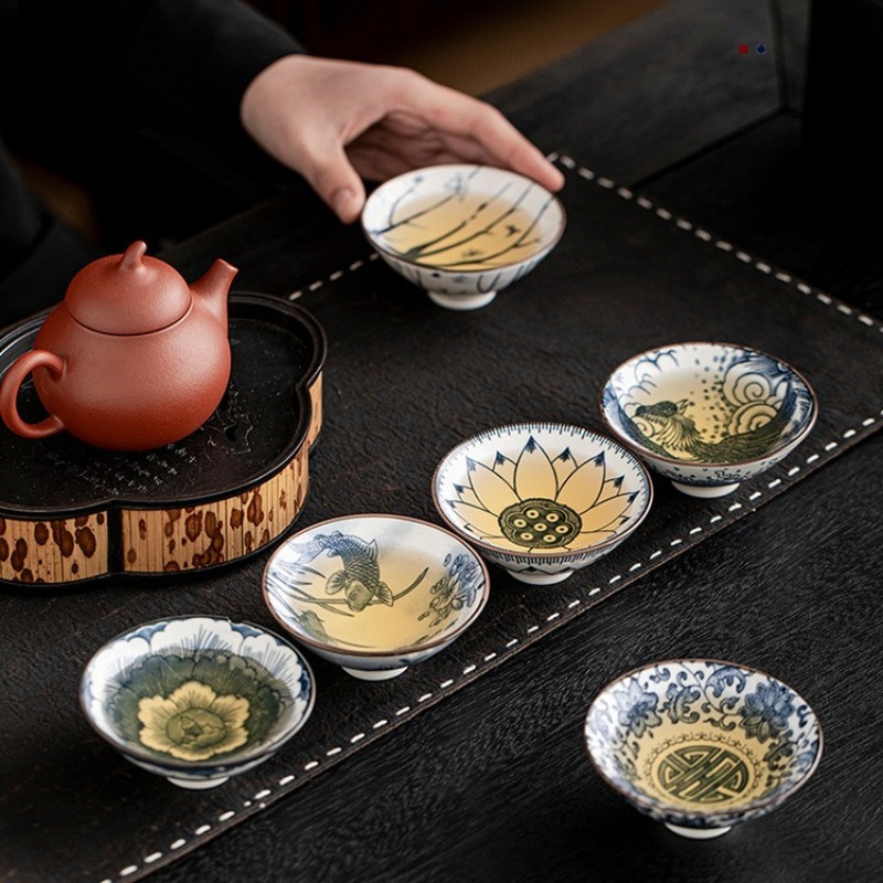 10 stuks/doos Blauw en wit por - Celadon Ceramic Cup recensie en prijs
